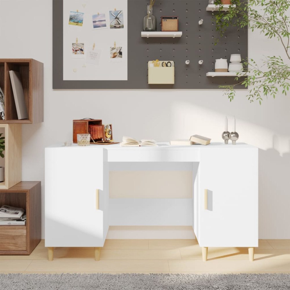 vidaXL Skrivbord vit 140x50x75 cm konstruerat trä