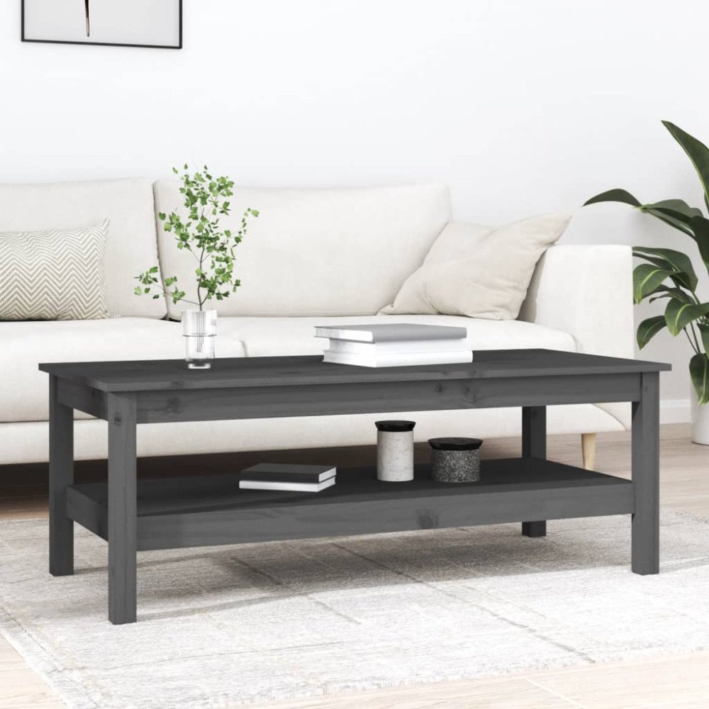 vidaXL Soffbord grå 110x50x40 cm massiv furu