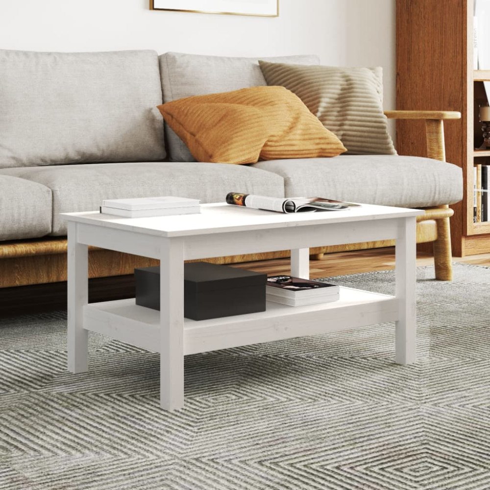 vidaXL Soffbord vit 80x50x40 cm massivt furu