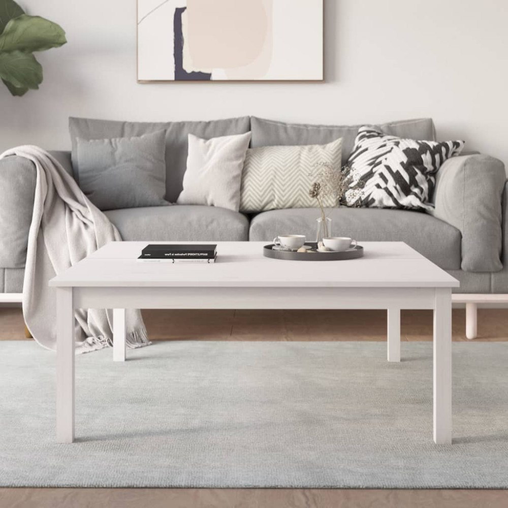 vidaXL Soffbord vit 100x100x40 cm massivt furu