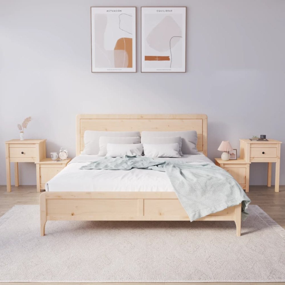 vidaXL Sängbord 2 st 79,5x38x65,5 cm massiv furu