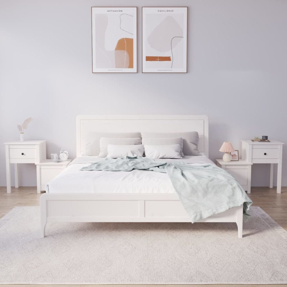vidaXL Sängbord 2 st vit 79,5x38x65,5 cm massiv furu