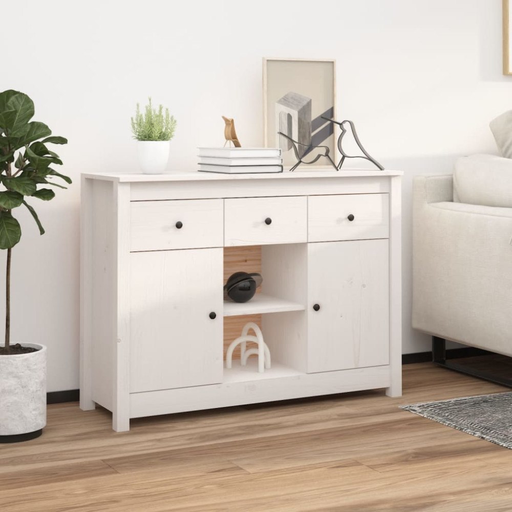 vidaXL Skänk vit 100x35x74,5 cm massiv furu