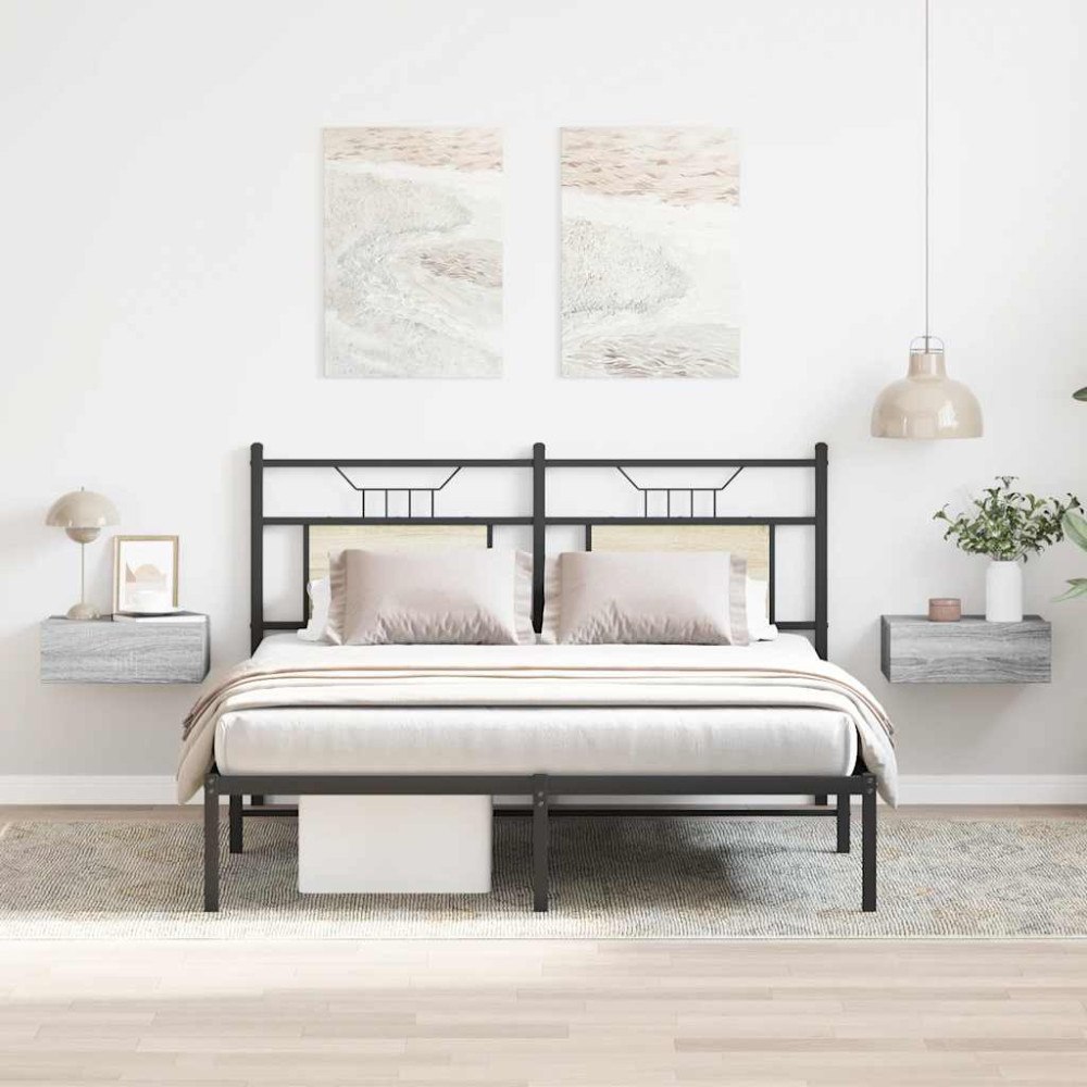 vidaXL Svävande sängbord 2 st grå sonoma 40x30x15cm konstruerat trä