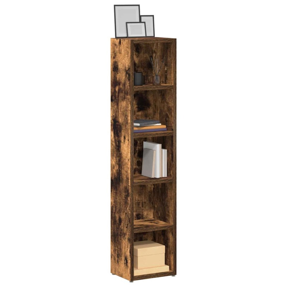 vidaXL CD-hyllor 2 st rökfärgad ek 21x16x93,5 cm konstruerat trä