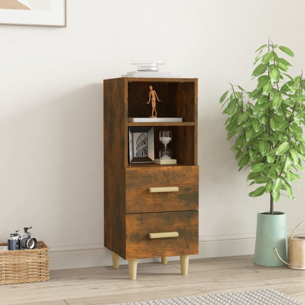 vidaXL Skänk rökfärgad ek 34,5x34x90 cm konstruerat trä