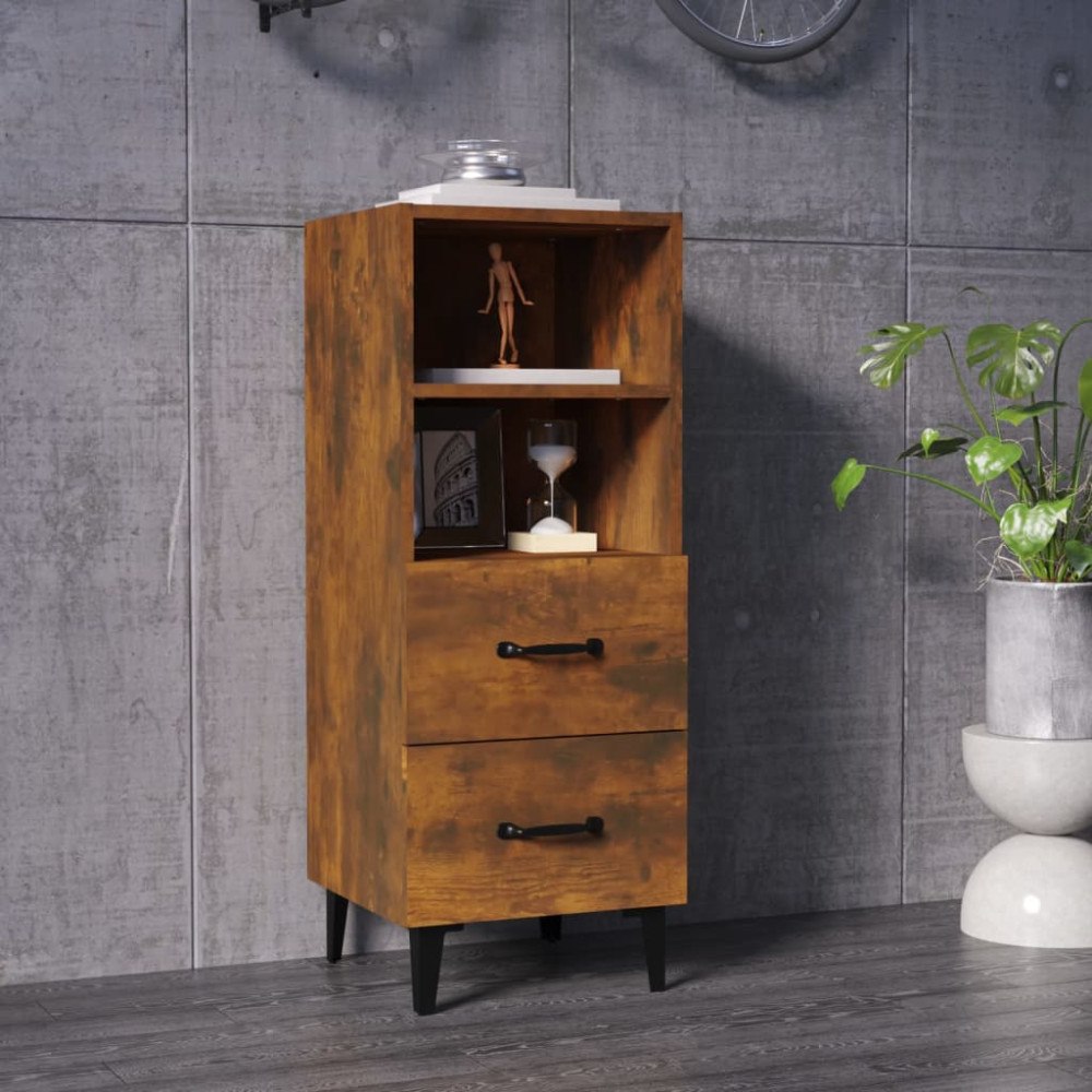 vidaXL Skänk rökfärgad ek 34,5x34x90 cm konstruerat trä