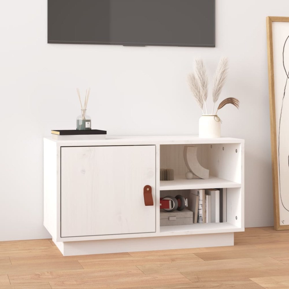 vidaXL Tv-bänk vit 70x34x40 cm massiv furu