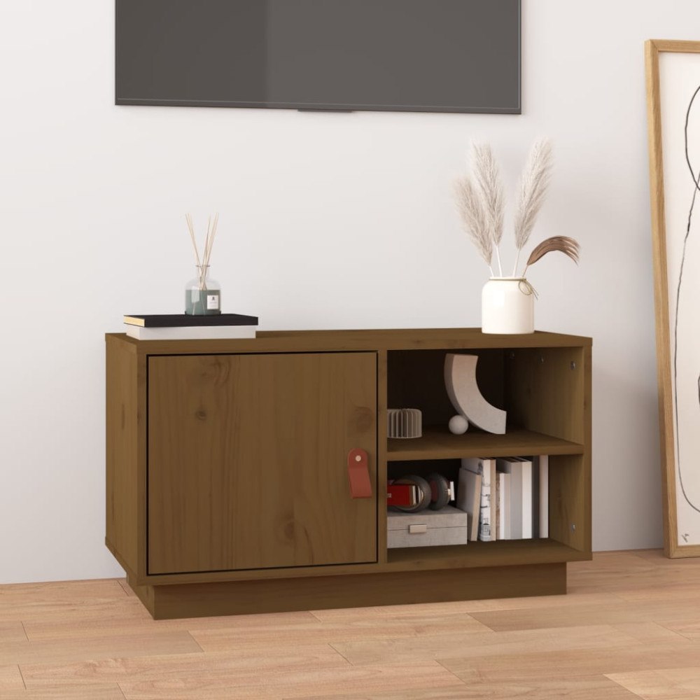 vidaXL Tv-bänk honungsbrun 70x34x40 cm massiv furu