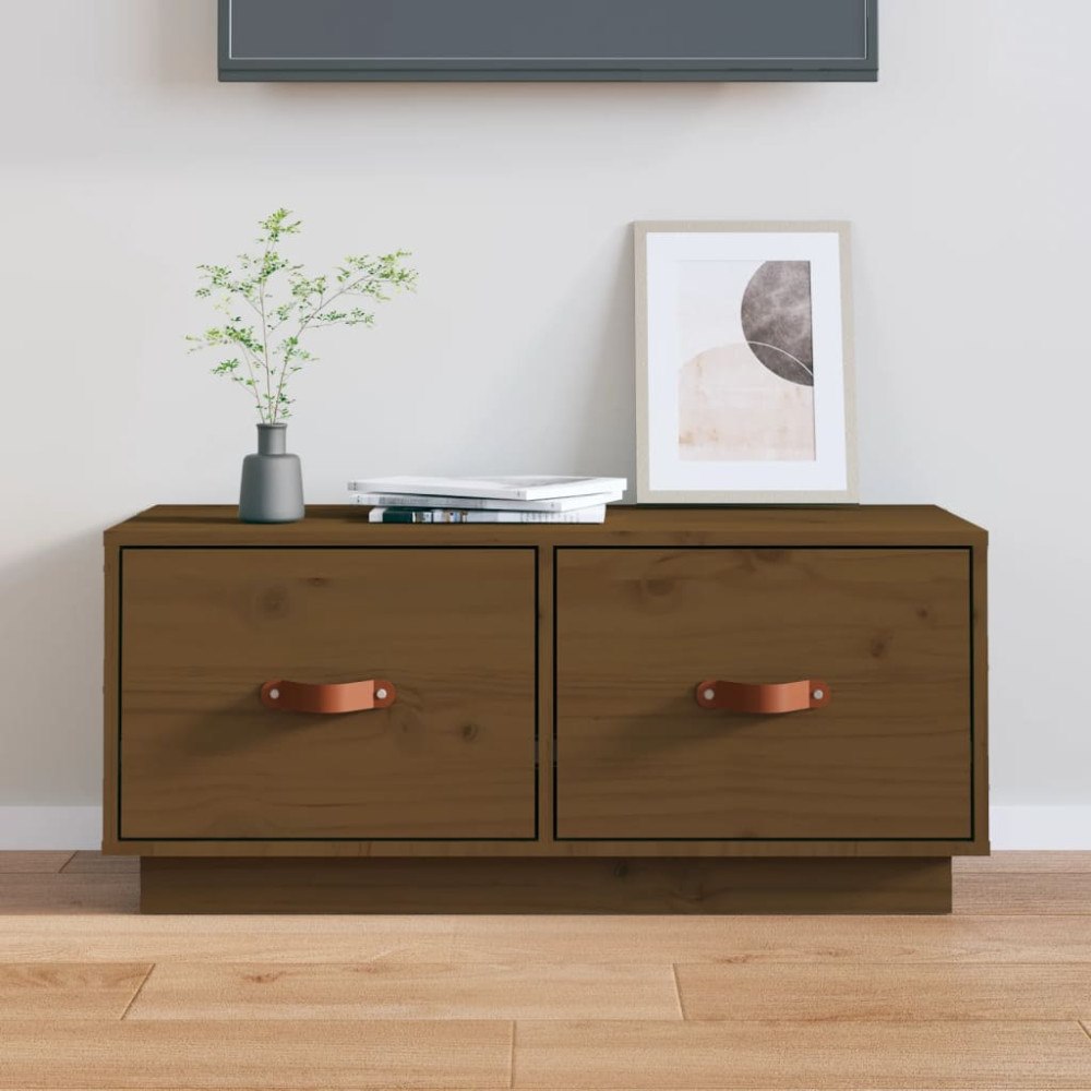 vidaXL Tv-bänk honungsbrun 80x34x35 cm massiv furu