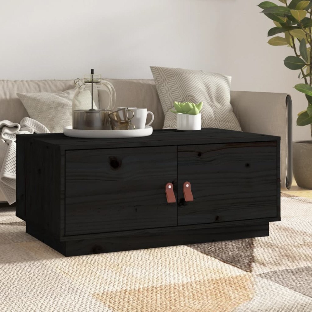 vidaXL Soffbord svart 80x50x35 cm massiv furu
