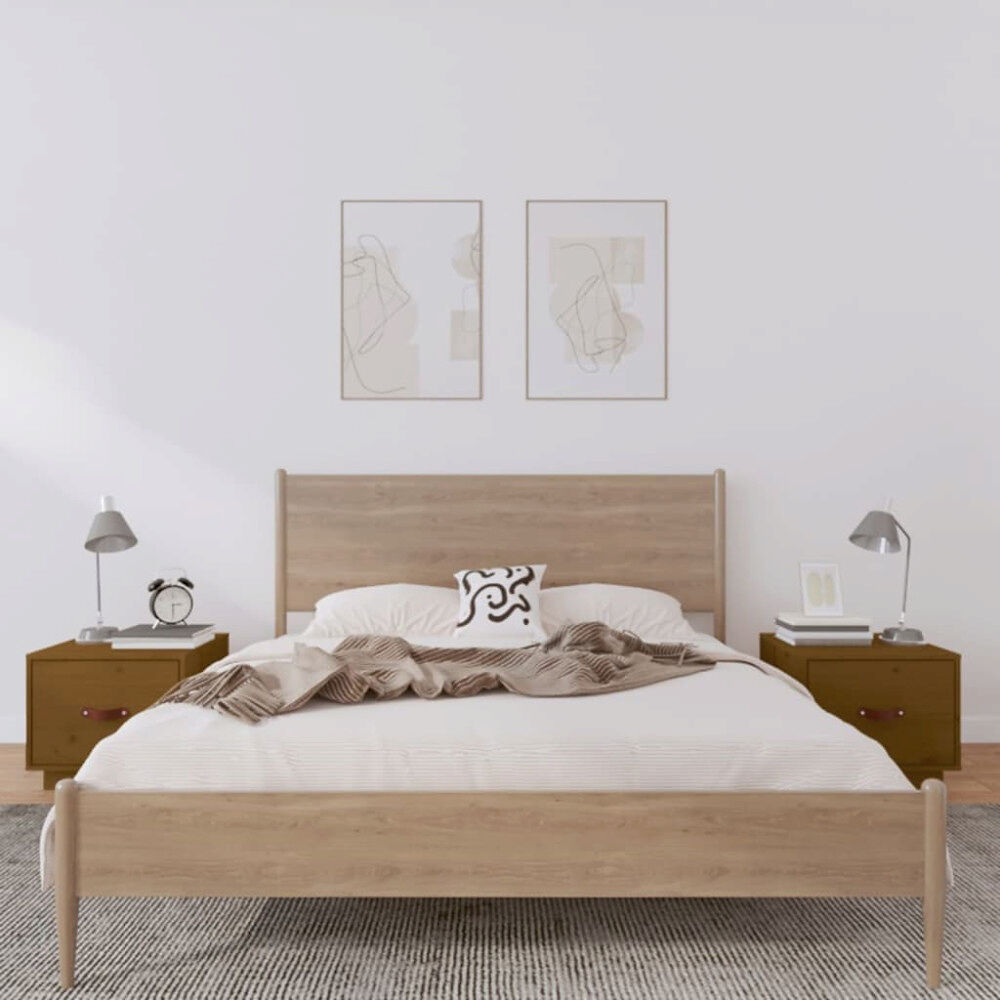 vidaXL Sängbord 2 st honungsbrun 40x34x35 cm massiv furu