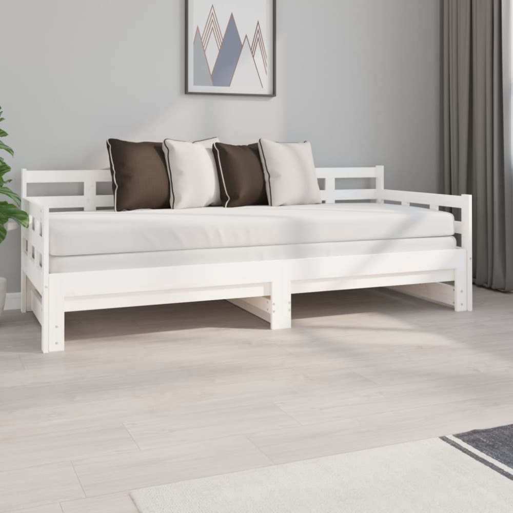 vidaXL Bäddsoffa vit massiv furu 2x(80x200) cm