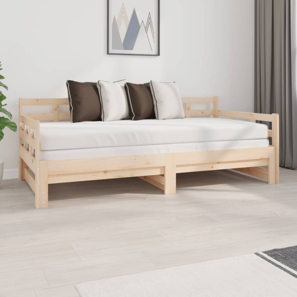 vidaXL Bäddsoffa massiv furu 2x(90x190) cm