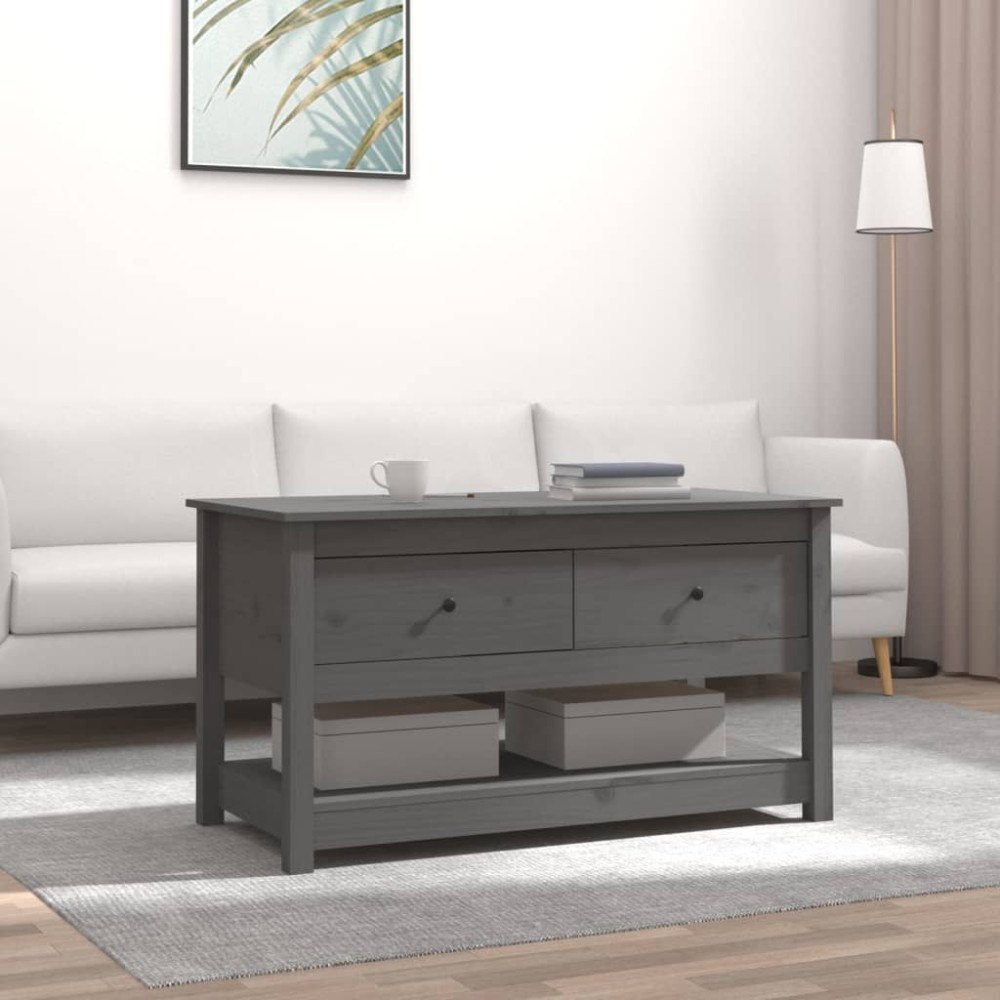 vidaXL Soffbord grå 102x49x55 cm massiv furu
