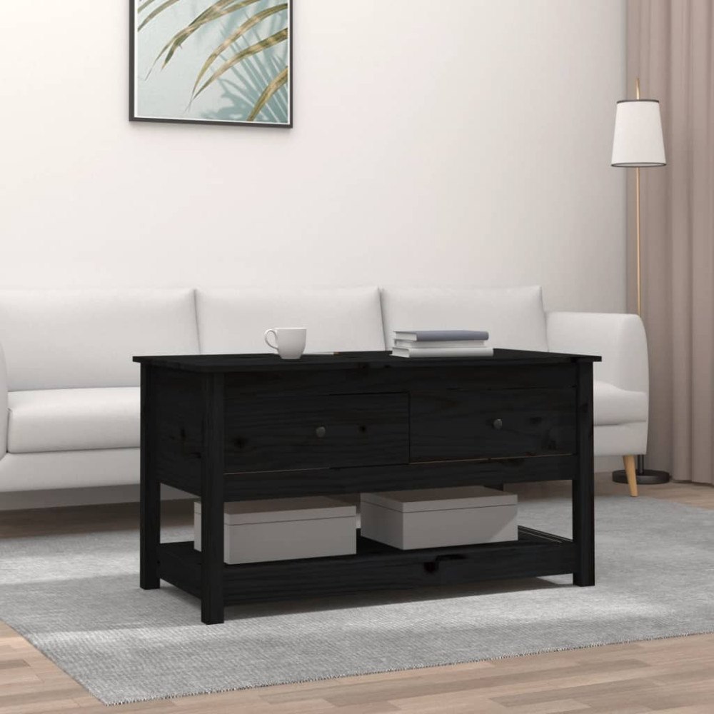 vidaXL Soffbord svart 102x49x55 cm massiv furu