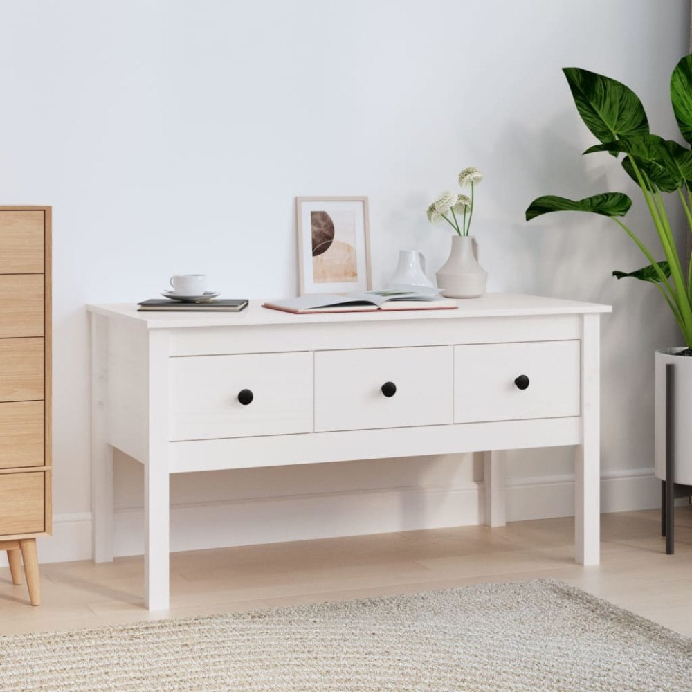 vidaXL Soffbord vit 102x49x55 cm massiv furu