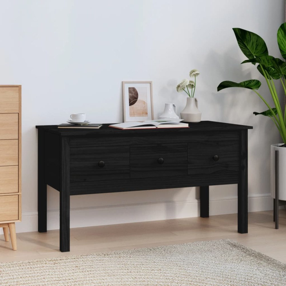 vidaXL Soffbord svart 102x49x55 cm massiv furu