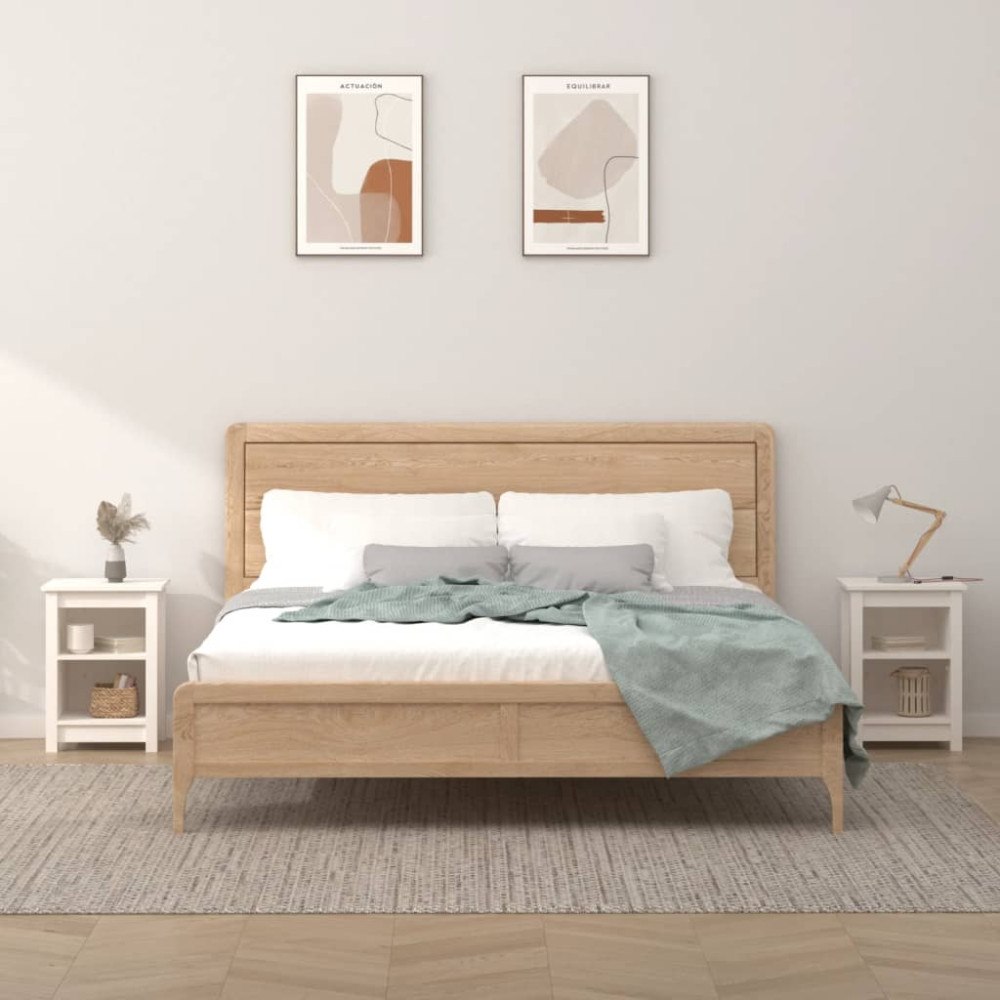 vidaXL Sängbord 2 st vit 40x35x55 cm massiv furu