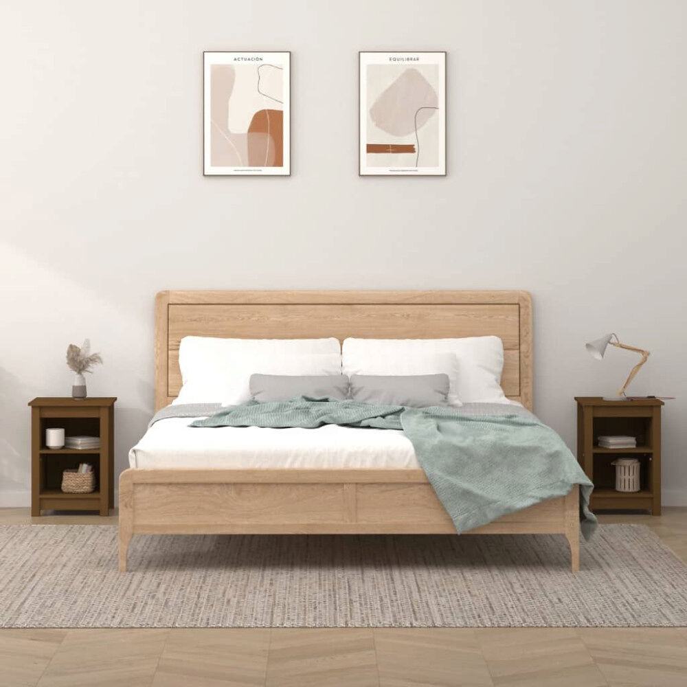 vidaXL Sängbord 2 st honungsbrun 40x35x55 cm massiv furu