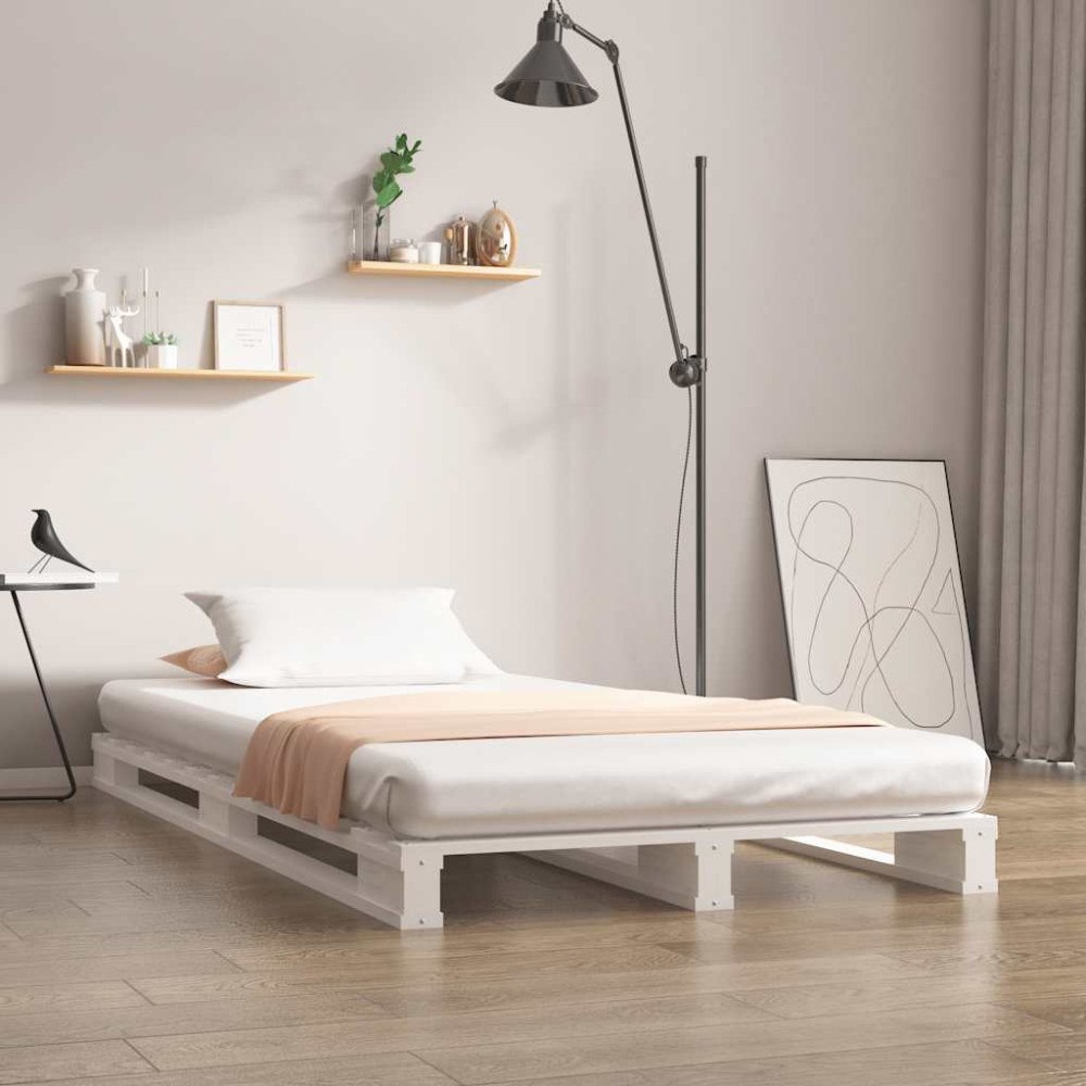 vidaXL Pallsäng vit 100x200 cm massiv furu
