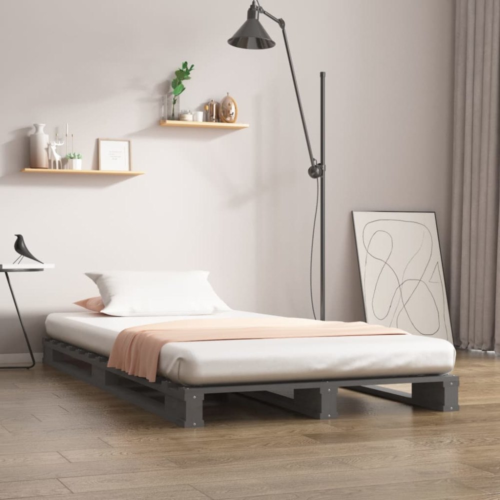 vidaXL Pallsäng grå 100x200 cm massiv furu