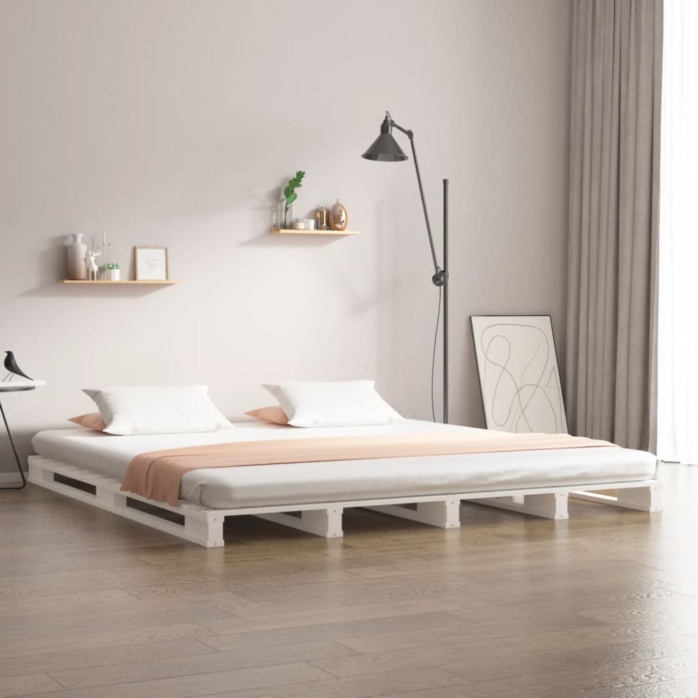 vidaXL Pallsäng vit 140x200 cm massiv furu