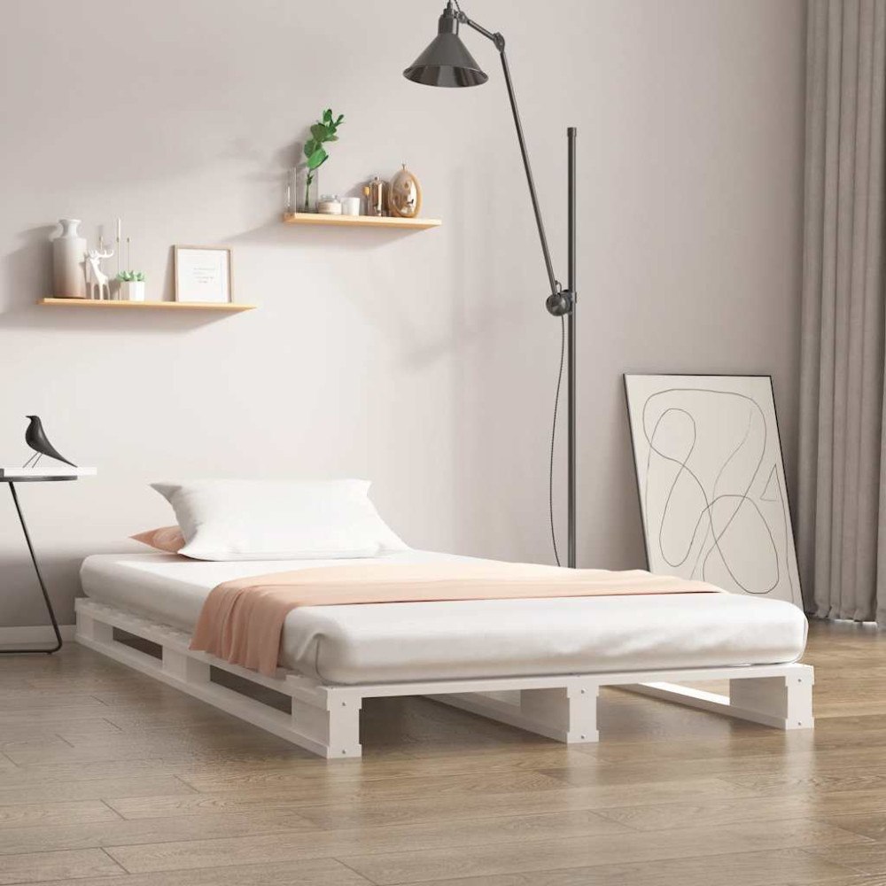 vidaXL Pallsäng 90x190 cm massiv furu vit
