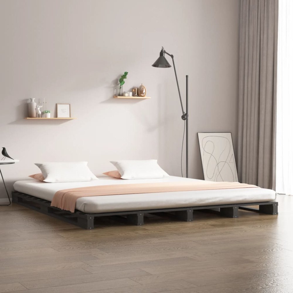 vidaXL Pallsäng 120x190 cm massiv furu grå