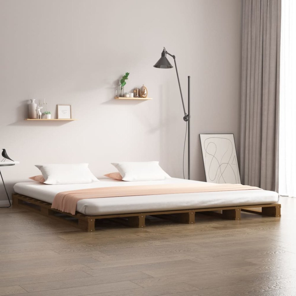 vidaXL Pallsäng honungsbrun 140x190 cm massiv furu