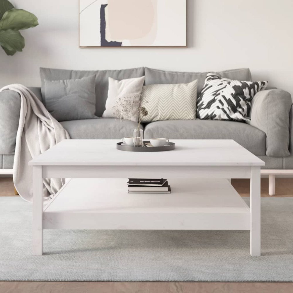 vidaXL Soffbord vitt 100x100x40 cm massivt trä furu