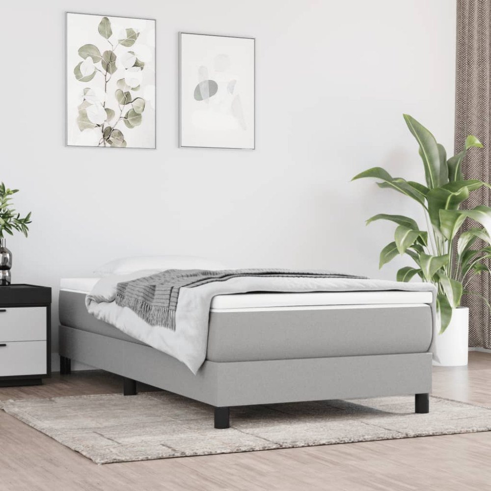vidaXL Boxspring-sängram ljusgrå 80x200 cm tyg