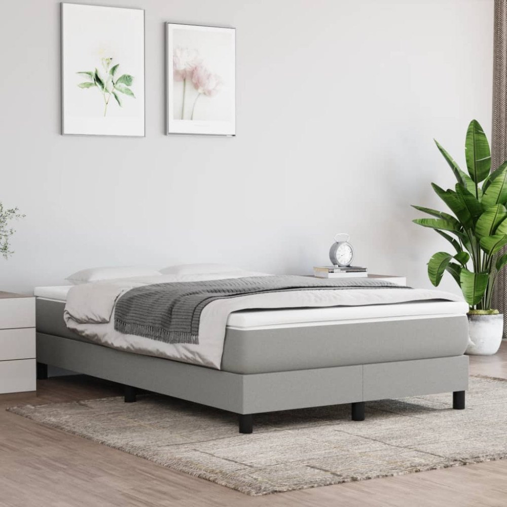 vidaXL Boxspring-sängram ljusgrå 120x200 cm tyg