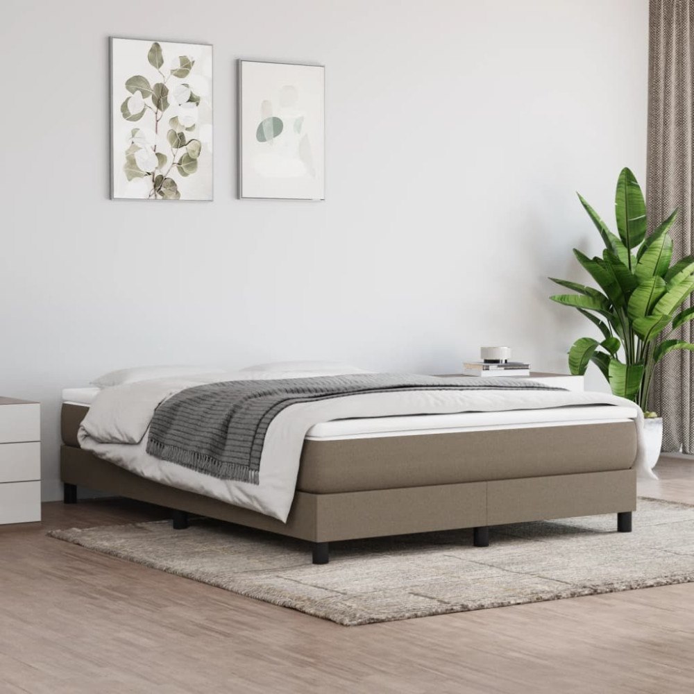 vidaXL Boxspring-sängram taupe 140x190 cm tyg