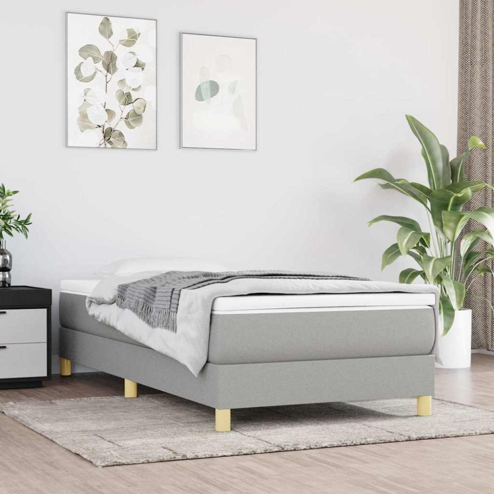 vidaXL Boxspring-sängram ljusgrå 80x200 cm tyg