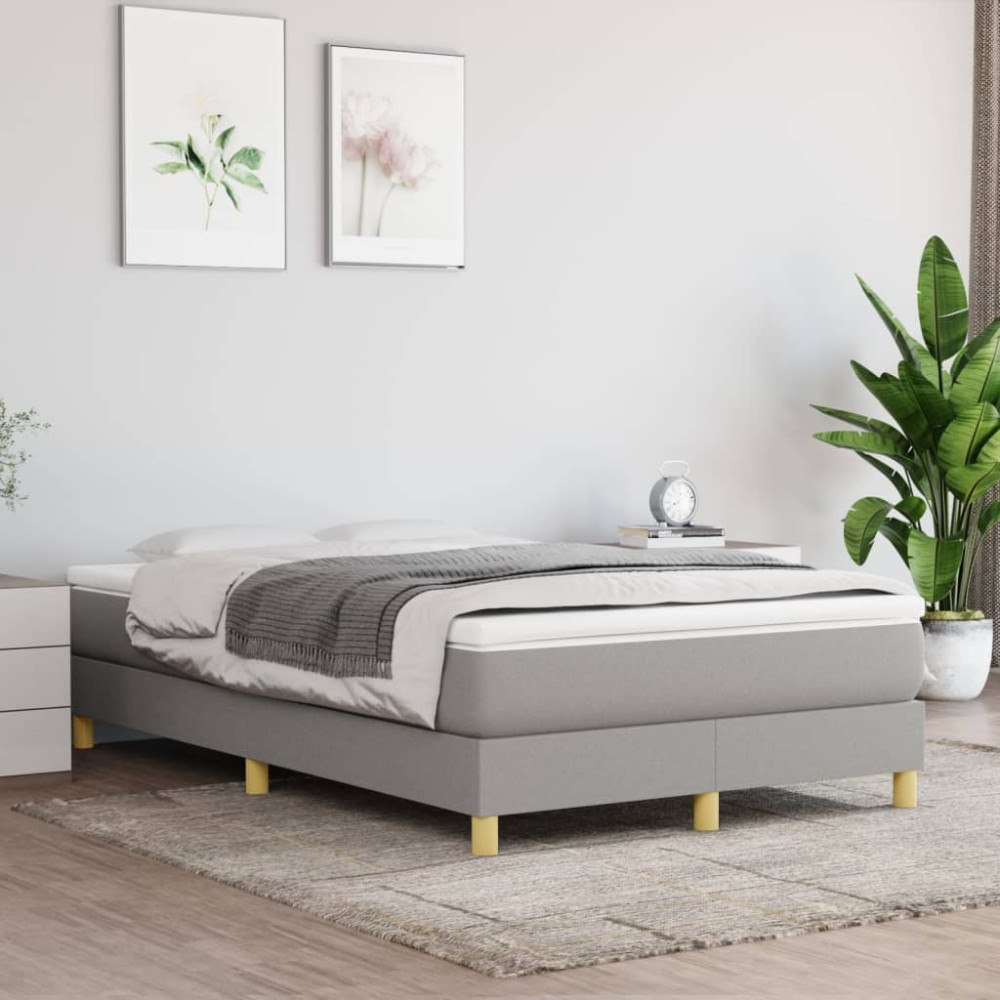 vidaXL Boxspring-sängram ljusgrå 120x200 cm tyg