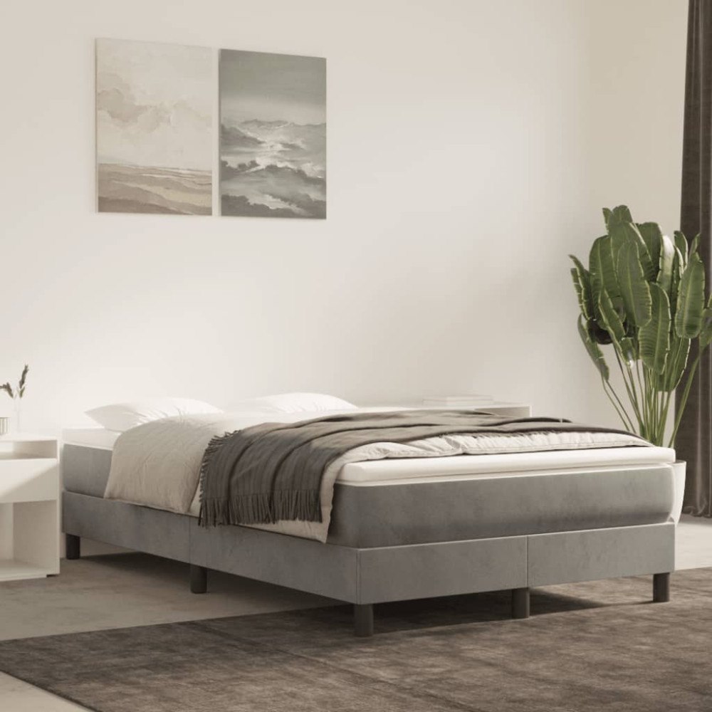 vidaXL Boxspring-sängram ljusgrå 120x200 cm sammet