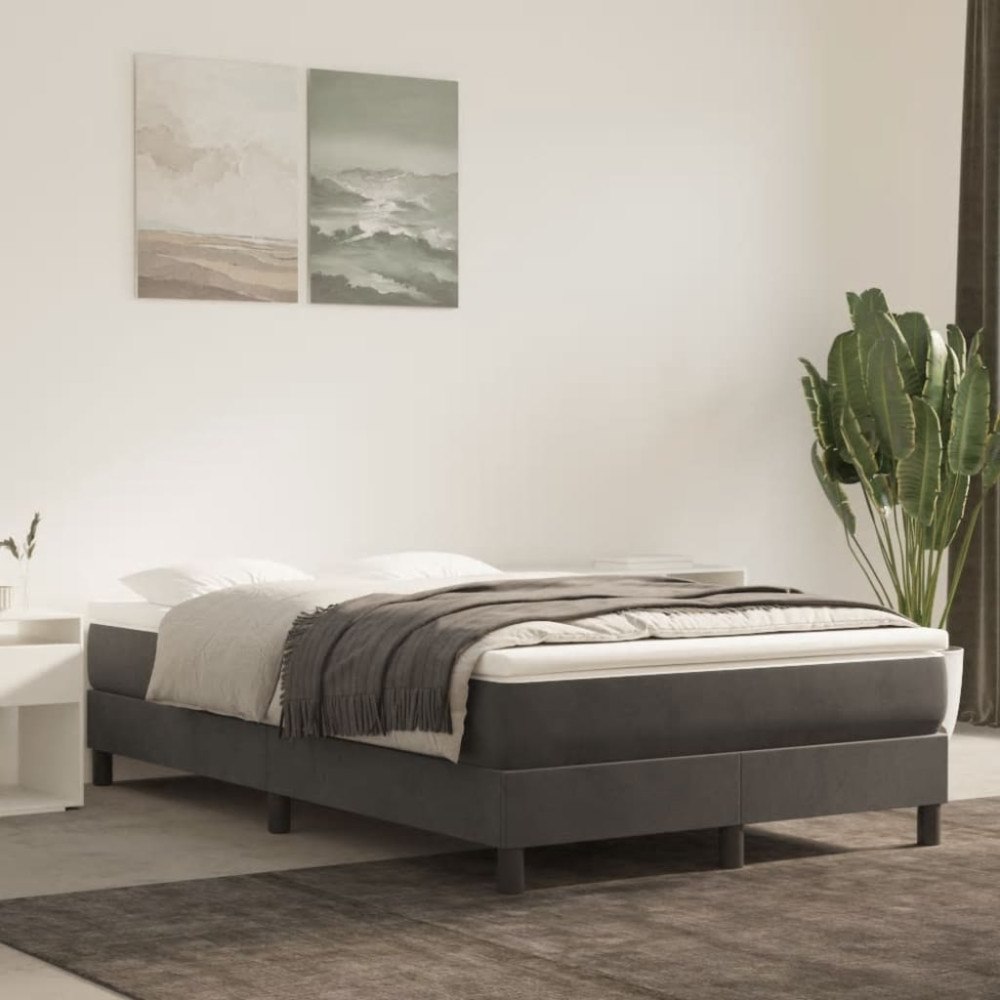 vidaXL Boxspring-sängram mörkgrå 120x200 cm sammet