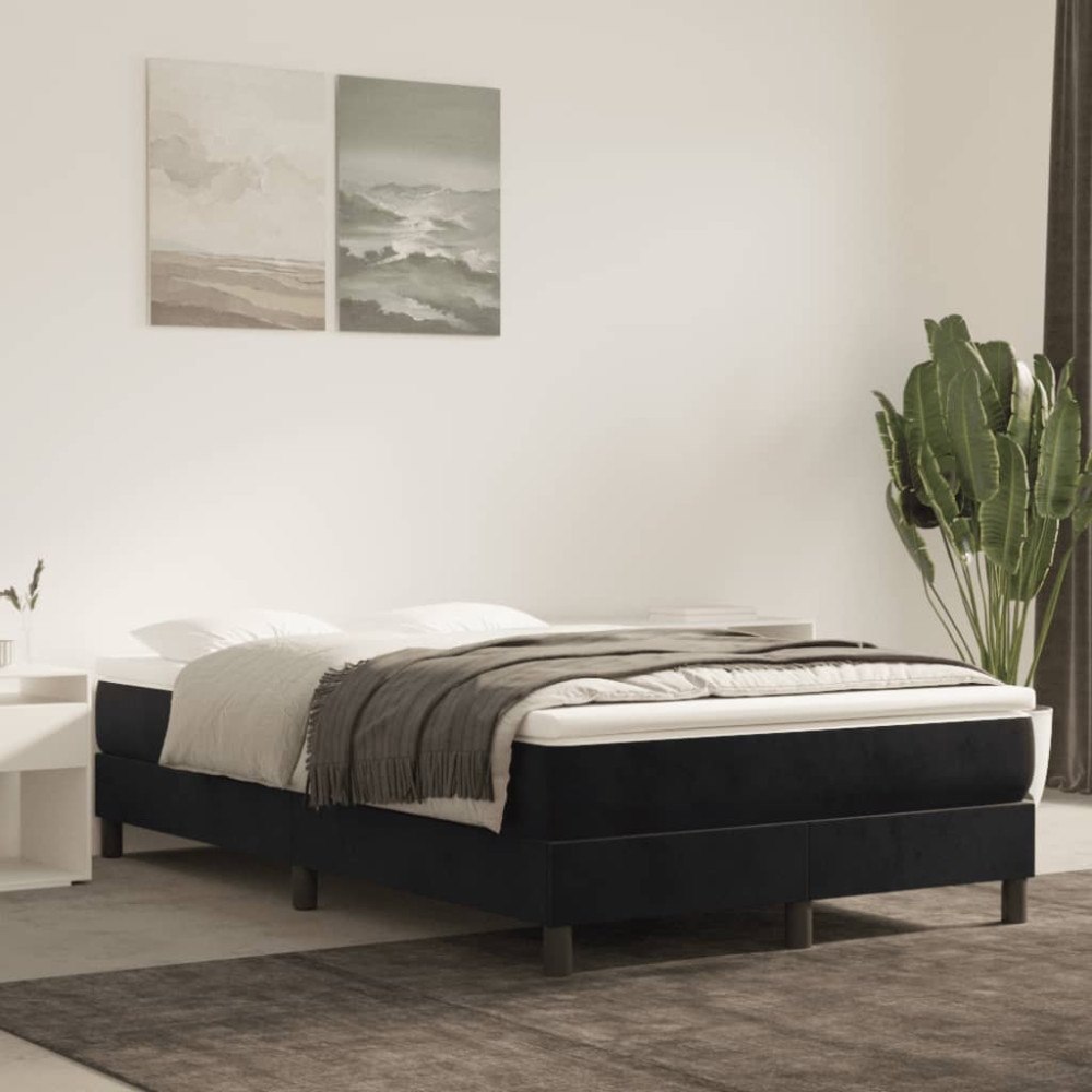 vidaXL Boxspring-sängram svart 120x200 cm sammet