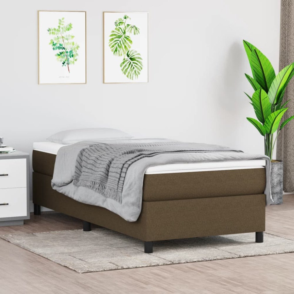 vidaXL Boxspring-sängram mörkbrun 90x200 cm tyg