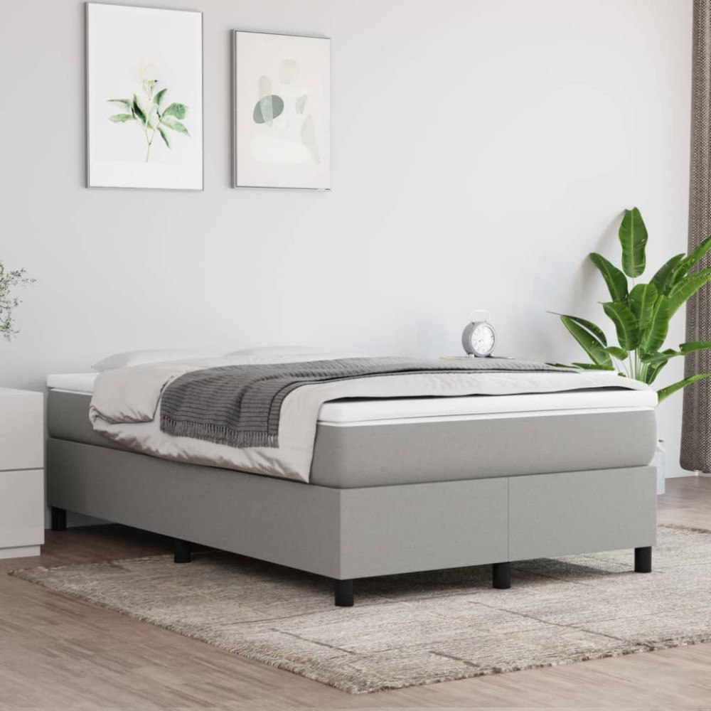 vidaXL Boxspring-sängram ljusgrå 120x200 cm tyg