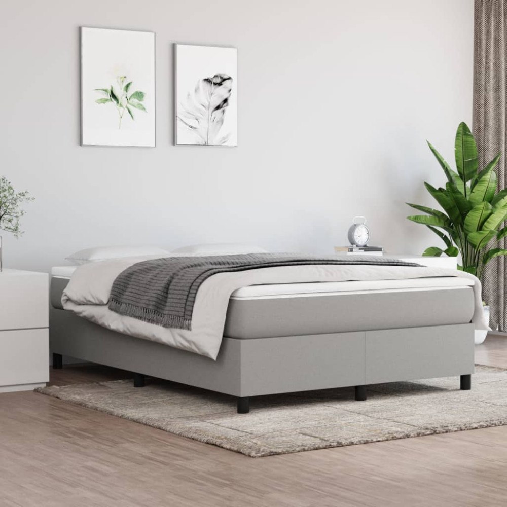 vidaXL Boxspring-sängram ljusgrå 140x190 cm tyg