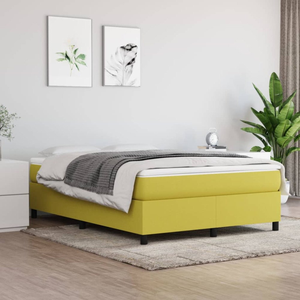 vidaXL Boxspring-sängram grön 140x190 cm tyg