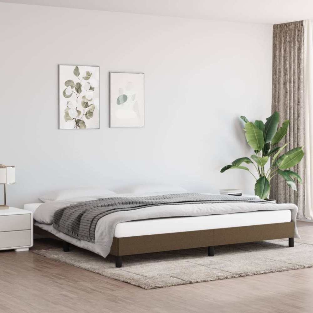 vidaXL Sängram utan madrass mörkbrun 200x200 cm tyg