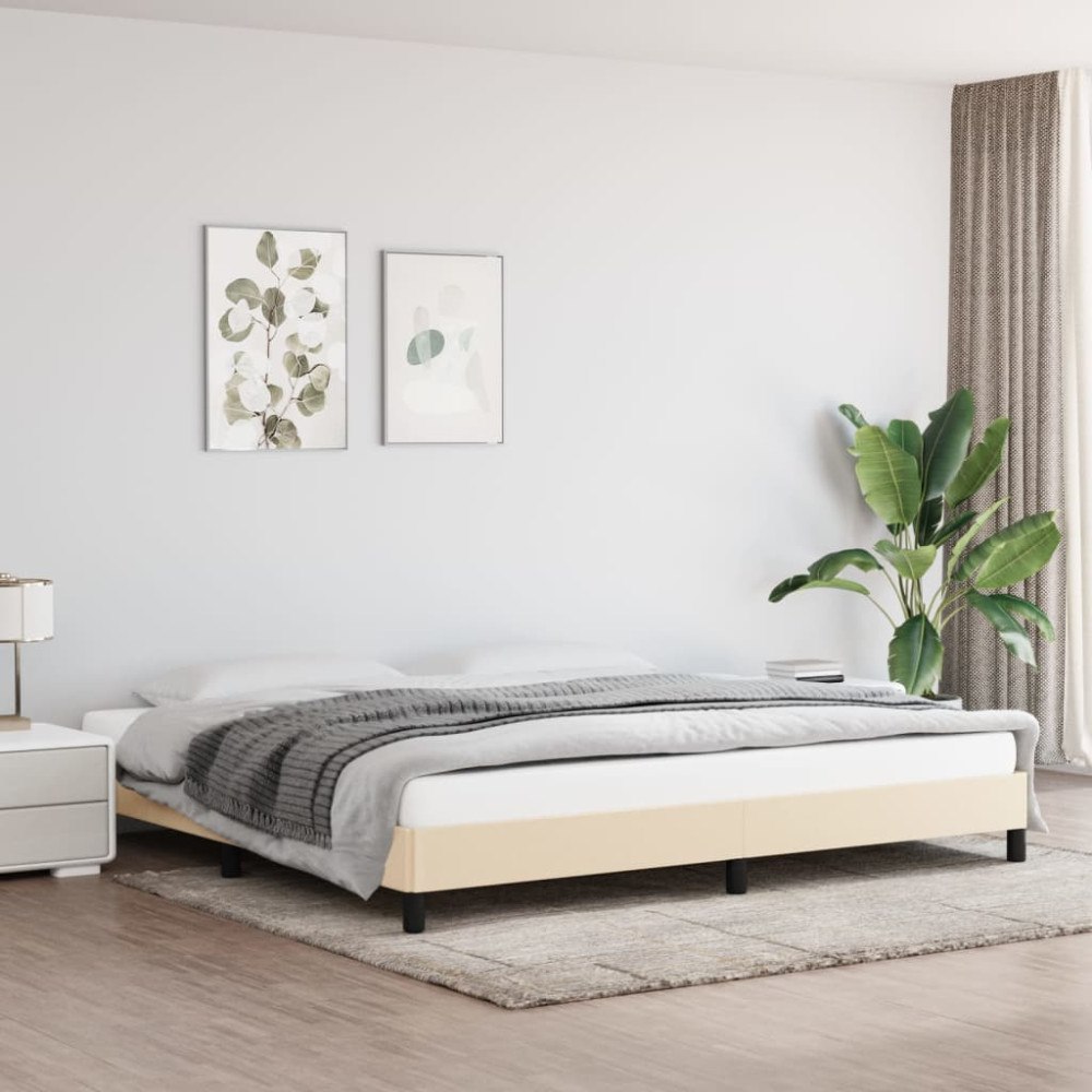vidaXL Sängram utan madrass gräddvit 200x200 cm tyg