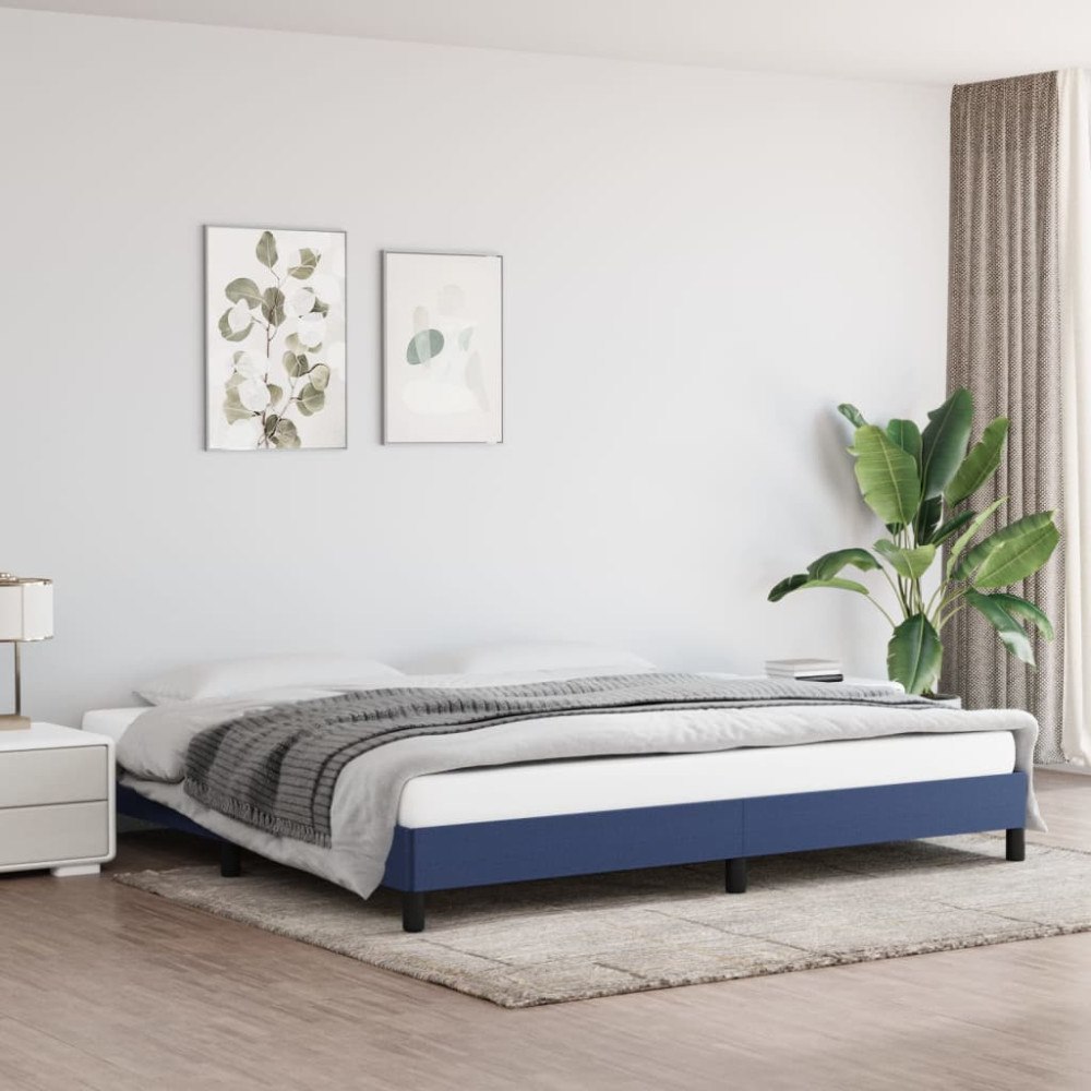 vidaXL Sängram utan madrass blå 200x200 cm tyg