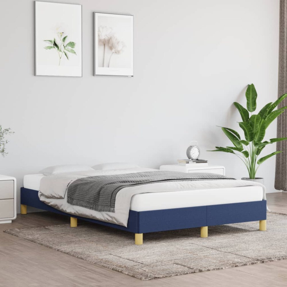 vidaXL Sängram utan madrass blå 120x200cm tyg