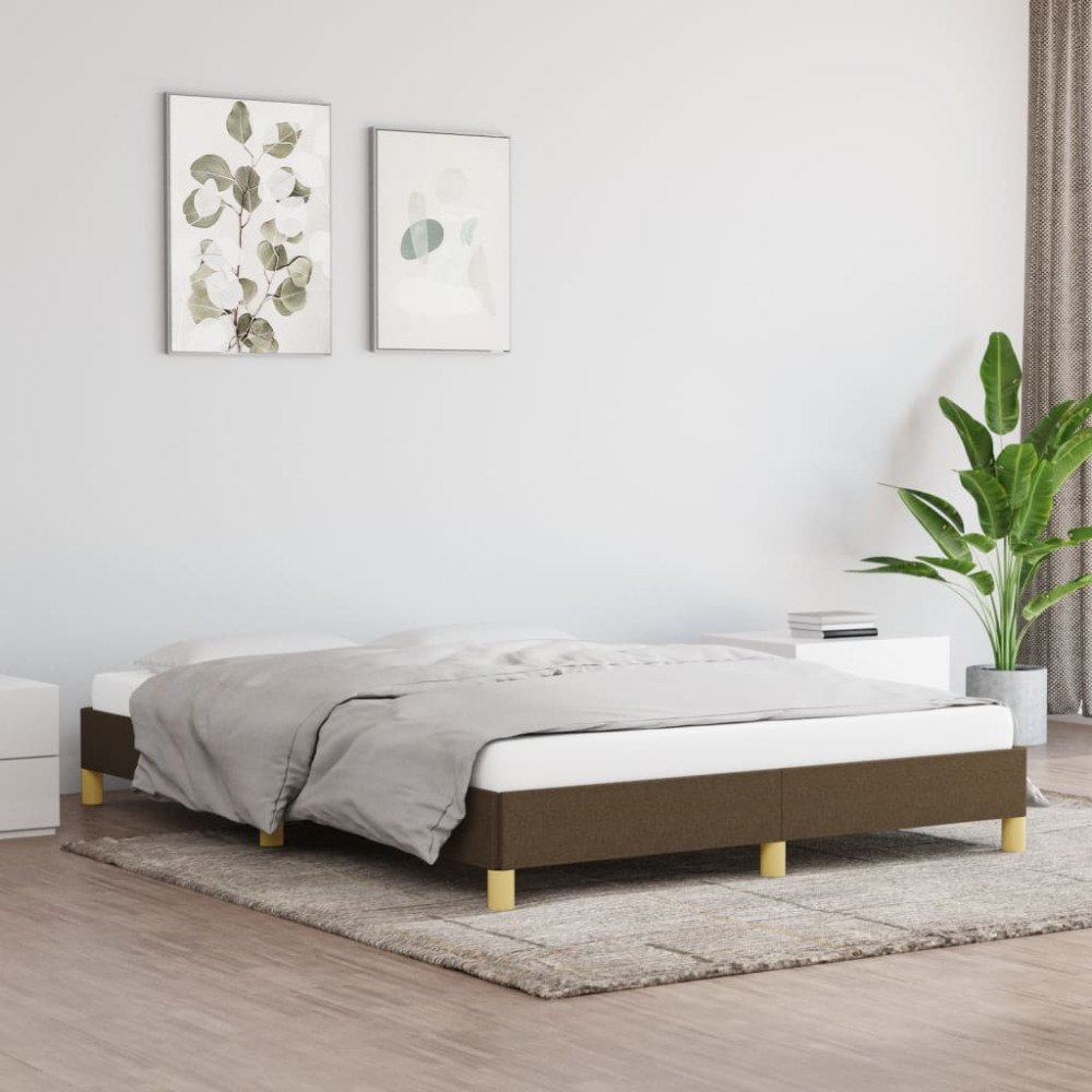 vidaXL Sängram utan madrass mörkbrun 140x190 cm tyg