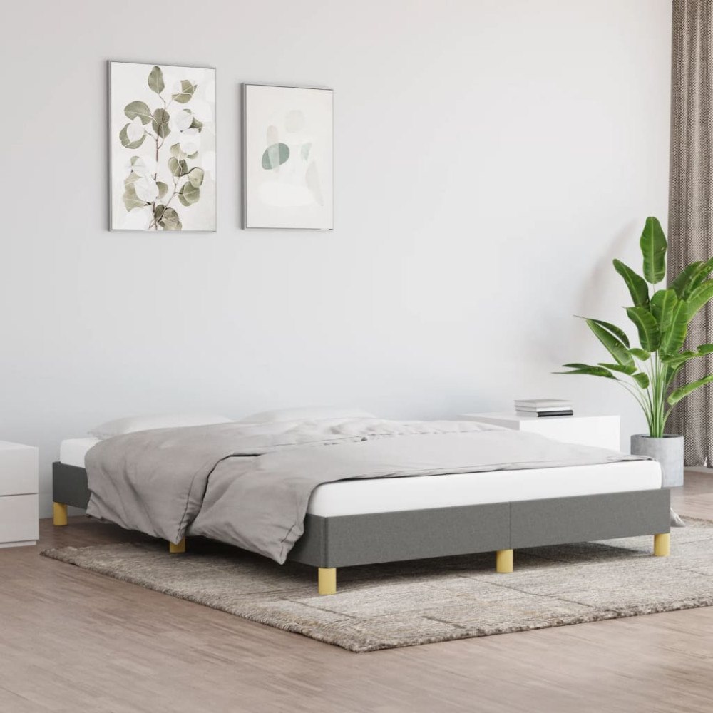vidaXL Sängram utan madrass mörkgrå 140x200 cm tyg