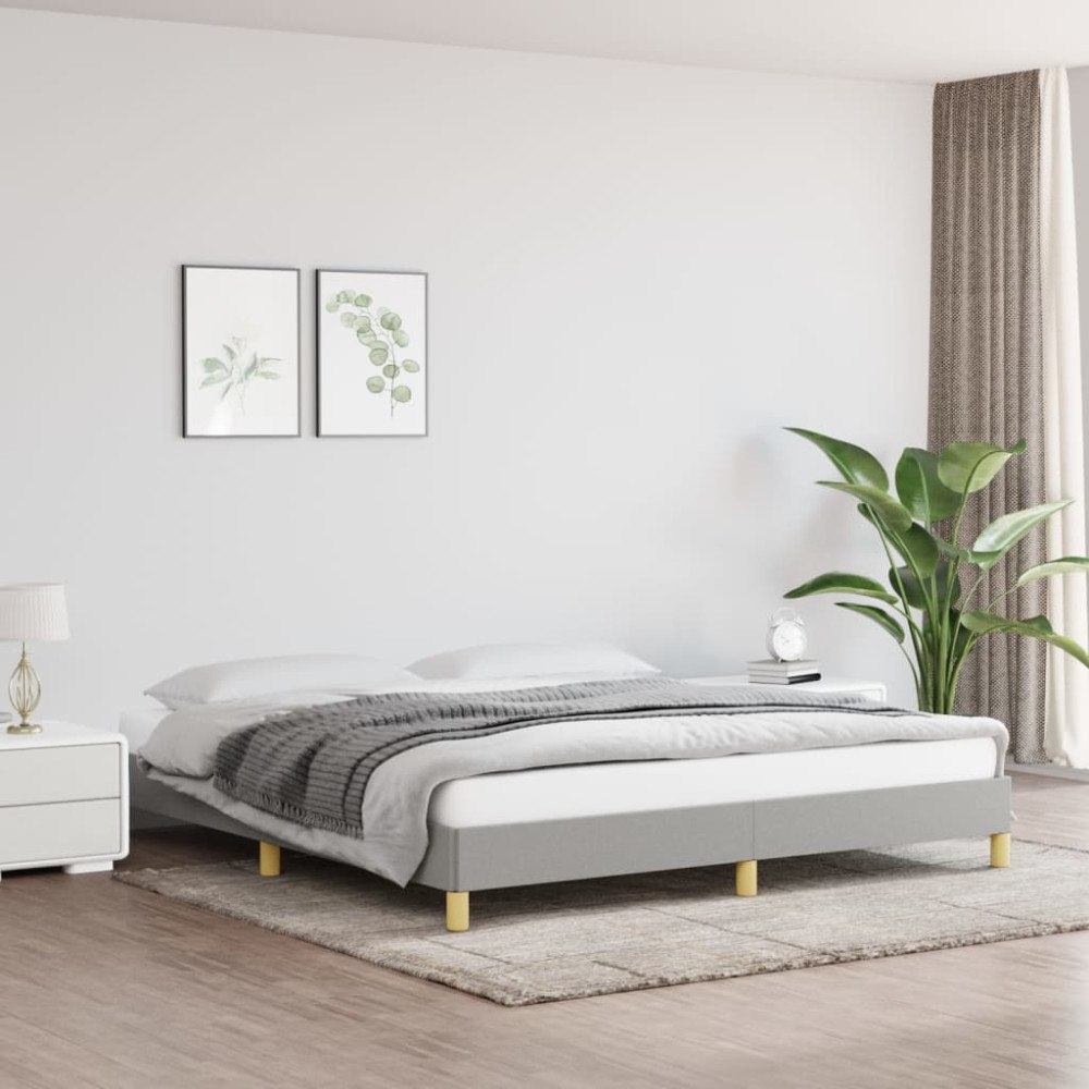 vidaXL Sängram utan madrass ljusgrå 180x200 cm tyg